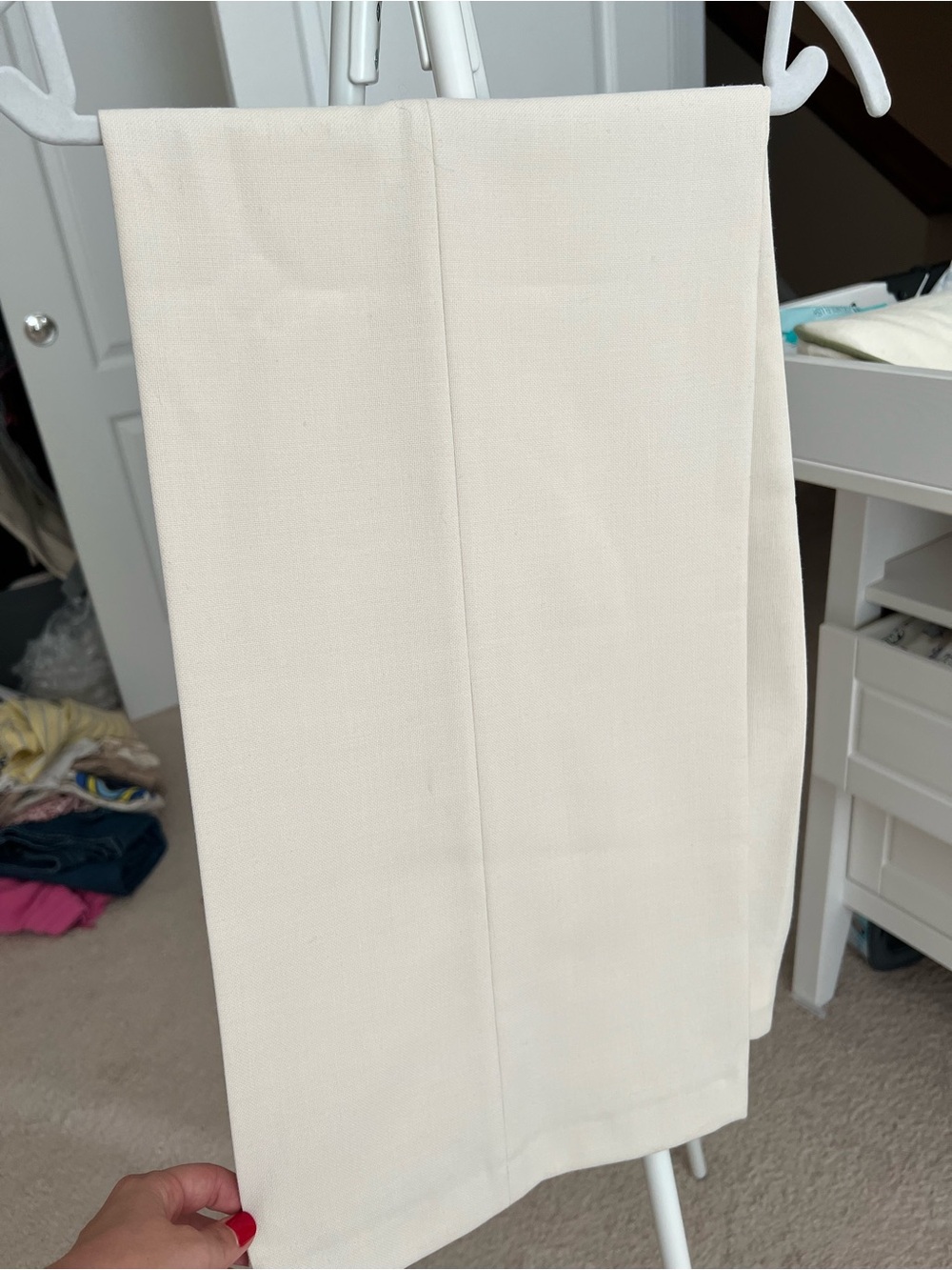 Cream Straight Women's Pants- Classic Minimal Design